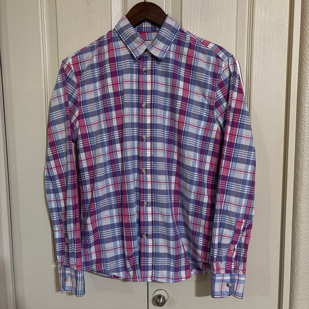 Marine Layer Button Shirt Men’s Small / S Plaid 100% Cotton Red Blue